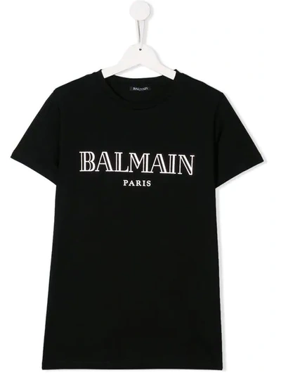 Shop Balmain Teen Logo Print T-shirt In Black
