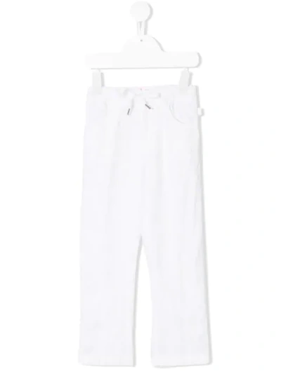 Shop Il Gufo Drawstring Straight Trousers In White