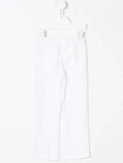 Shop Il Gufo Drawstring Straight Trousers In White