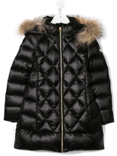 Treapi Kids' Quilted Puffer Coat In Black | ModeSens