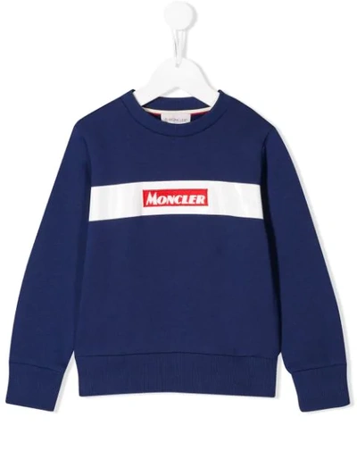 Shop Moncler Logo Embroidered Sweatshirt In Blue