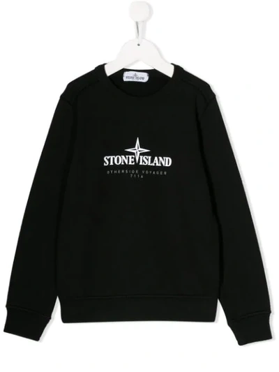 Shop Stone Island Junior Logo Print Sweatshirt In Black