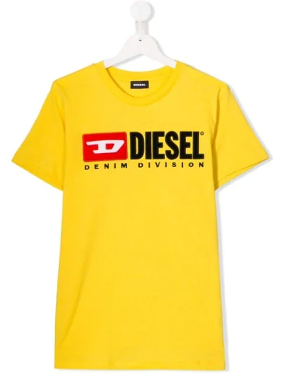 Shop Diesel Logo Print T-shirt In Yellow