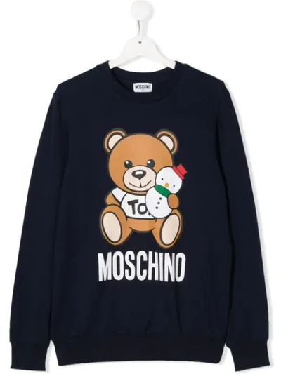 Shop Moschino Teen Teddy Bear Print Sweatshirt In Blue