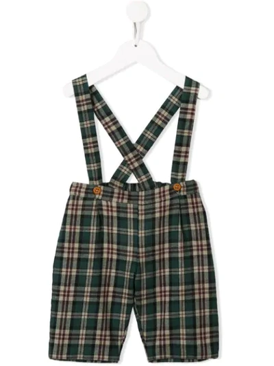 Siola Check Print Overall Shorts In Green
