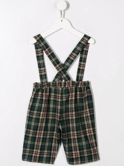 Siola Check Print Overall Shorts In Green