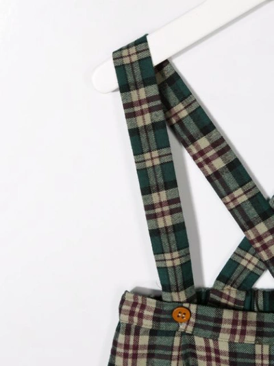 Siola Check Print Overall Shorts In Green