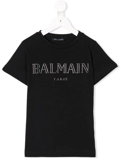 Shop Balmain Foiled Logo T-shirt In Black