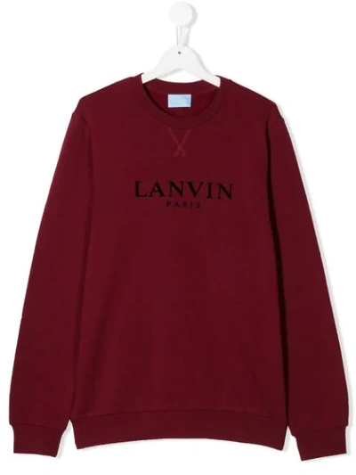 Shop Lanvin Enfant Teen Logo Print Sweatshirt In Red