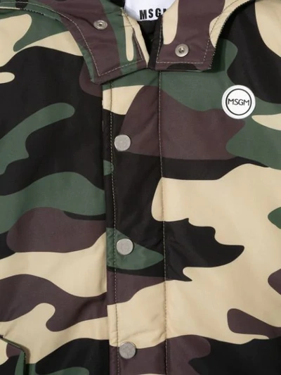 Shop Msgm Hooded Parka In Green