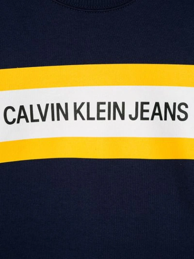 Shop Calvin Klein Logo Print Sweatshirt In Blue