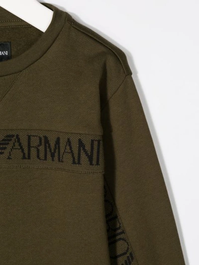 Shop Emporio Armani Logo Trim Sweatshirt In Green