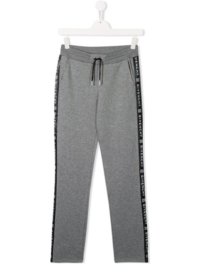 Shop Givenchy Logo Tape Tracksuit Bottoms In Grey