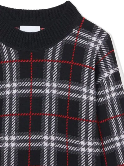 Shop Burberry Check Jacquard Jumper In Black