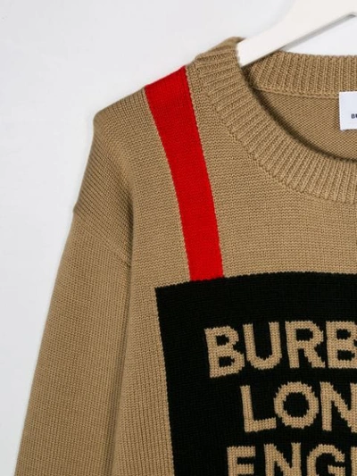 Shop Burberry Logo Knit Jumper In Neutrals