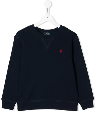 Shop Ralph Lauren Embroidered Logo Sweatshirt In Blue