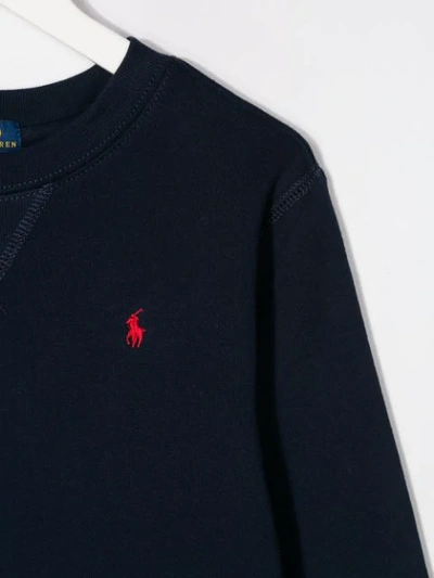Shop Ralph Lauren Embroidered Logo Sweatshirt In Blue