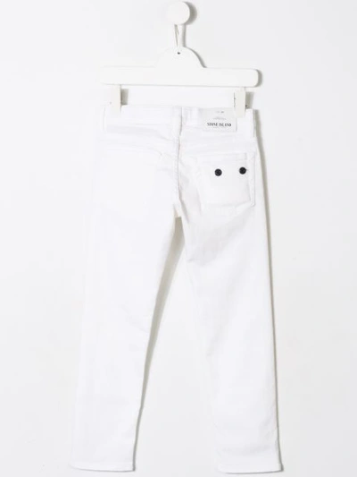Shop Stone Island Junior Slim-fit Jeans In White