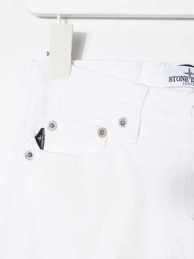 Shop Stone Island Junior Slim-fit Jeans In White