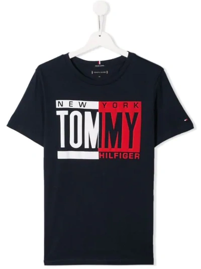 Shop Tommy Hilfiger Junior Logo Printed T-shirt In Blue