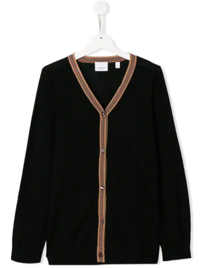 Shop Burberry Button Up Cardigan In Black