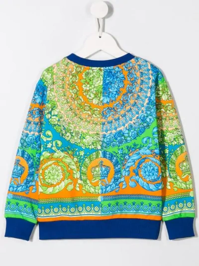 Shop Young Versace Baroque Print Sweatshirt In Blue