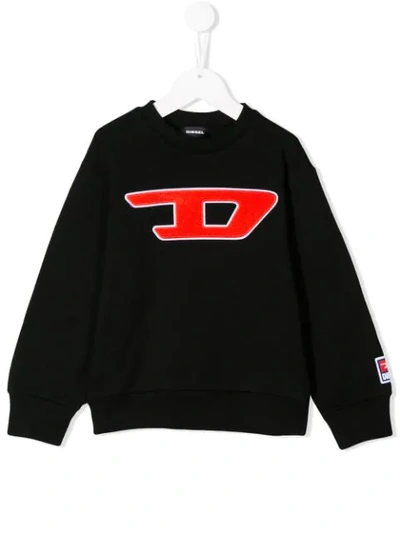 Shop Diesel Logo Embroidered Sweater In Black