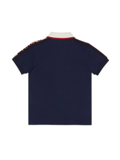 Shop Gucci Contrasting Collar Polo Top In Blue