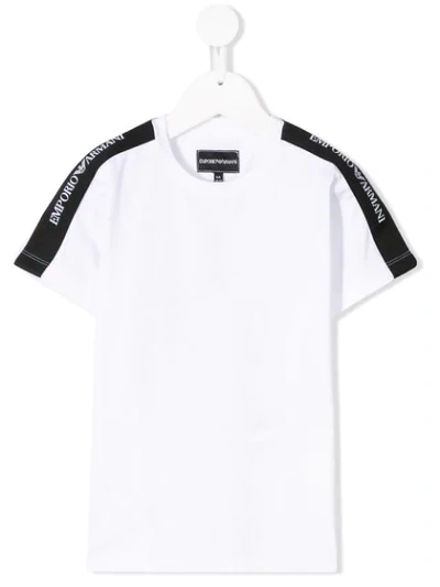 Shop Emporio Armani Logo Stripe T-shirt In White