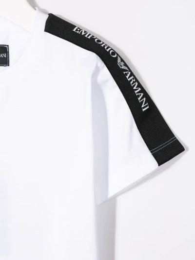Shop Emporio Armani Logo Stripe T-shirt In White