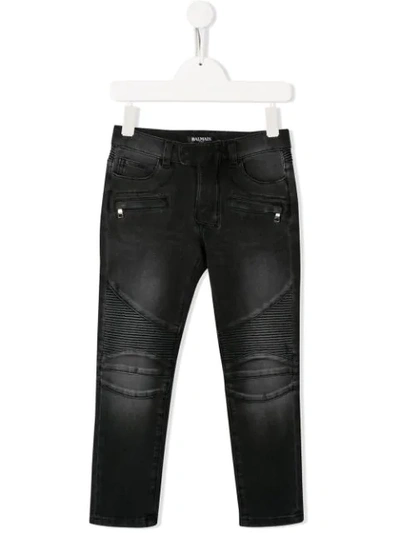 Shop Balmain Stonewashed Jeans In Black