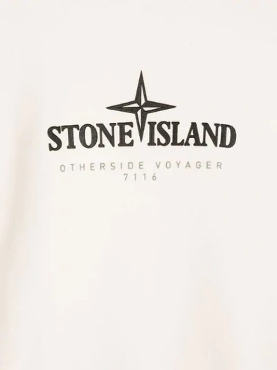 Shop Stone Island Junior Printed Logo Sweatshirt In White