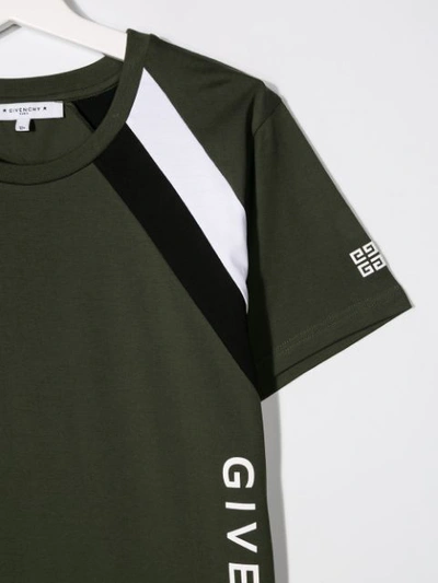 Shop Givenchy Logo Stripe T-shirt In Green