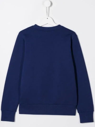 Shop Moncler Teen Logo Sweatshirt In Blue