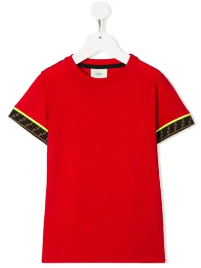 Shop Fendi Logo-trimmed T-shirt In Red