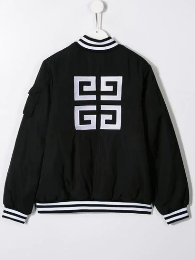 Shop Givenchy Embroidered Monogram Bomber Jacket In Black