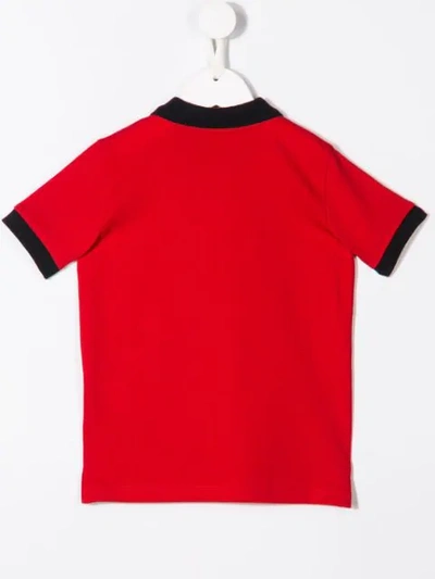 Shop Moncler Contrast Trim Polo Shirt In Red