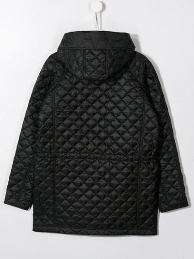 Shop Burberry Teen Quilted Hooded Padded Jacket In Black