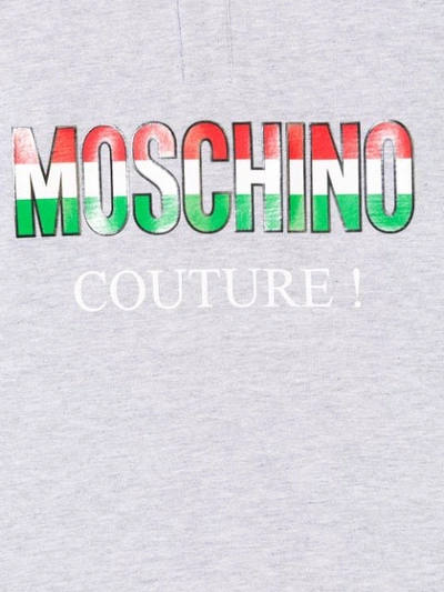 Shop Moschino Logo Couture Print Polo Shirt In Grey