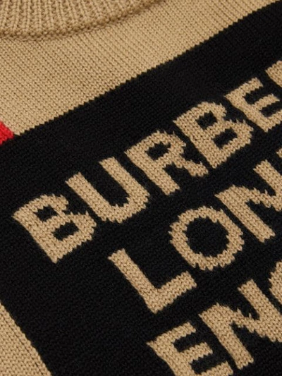 Shop Burberry Striped Intarsia Jumper In Brown