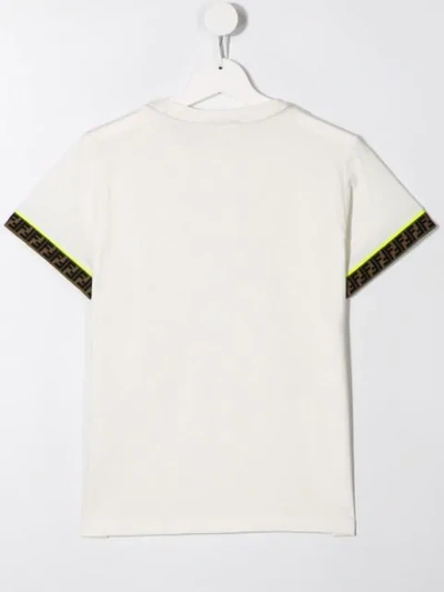 Shop Fendi Teen Ff Logo Trim T-shirt In White