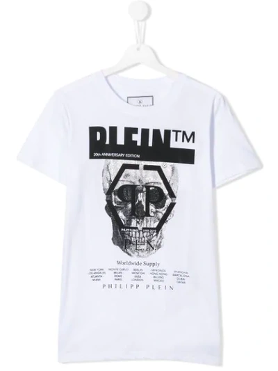 Shop Philipp Plein Junior 20th Anniversary T-shirt In White