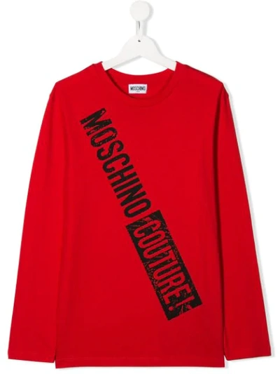 Shop Moschino Printed Logo T-shirt In Red