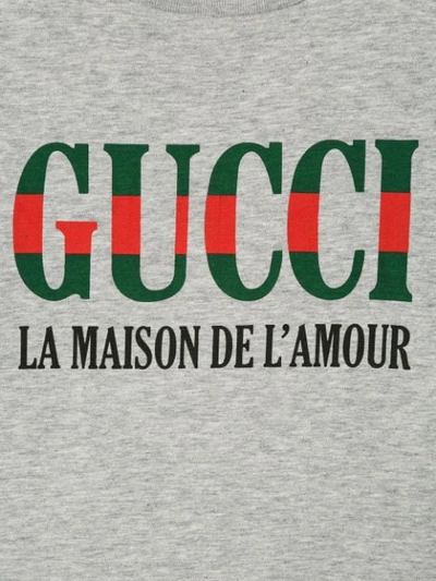 Shop Gucci Logo Print T-shirt In Grey