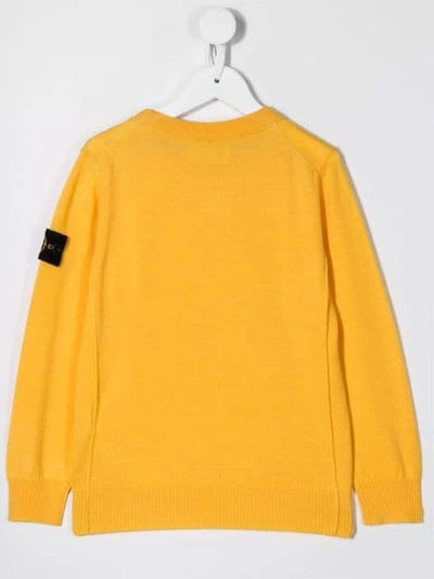Shop Stone Island Junior Logo Patch Sweater In Yellow
