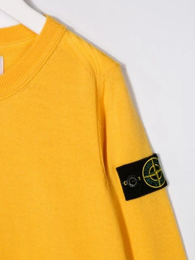 Shop Stone Island Junior Logo Patch Sweater In Yellow