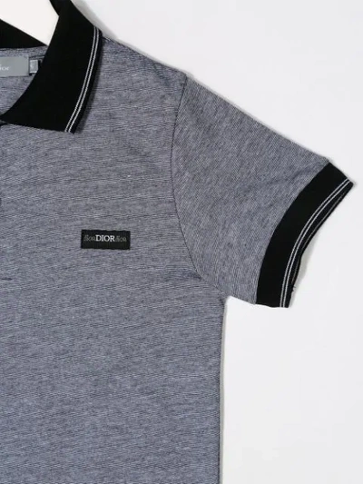 Shop Baby Dior Logo Patch Polo Shirt In Grey