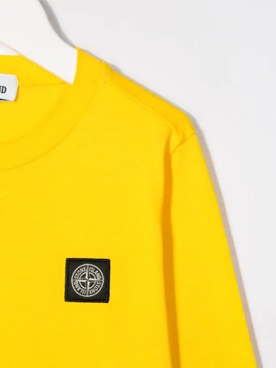 Shop Stone Island Junior Logo Patch Long-sleeved T-shirt In Yellow