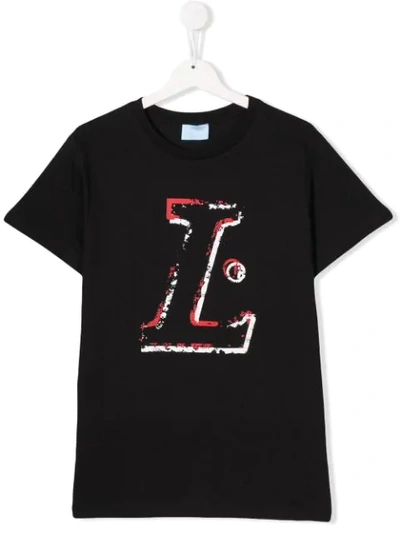 Shop Lanvin Enfant Printed Logo T-shirt In Black