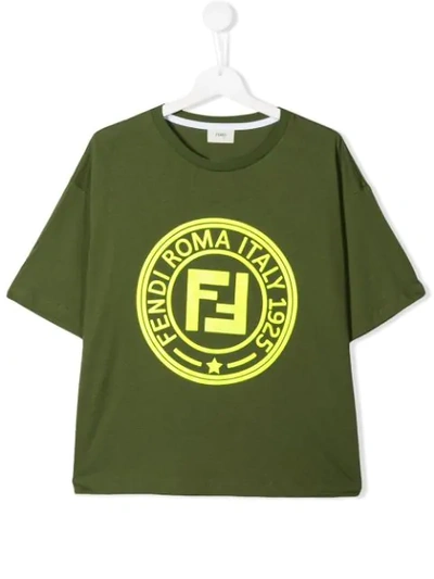 Shop Fendi Teen Ff Print T-shirt In Green